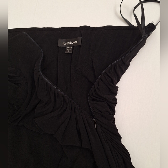 bebe Asymmetrical Corset Dress Black Ruched Midi Whimsigoth Vamp Fairy LBD S - Picture 5 of 9